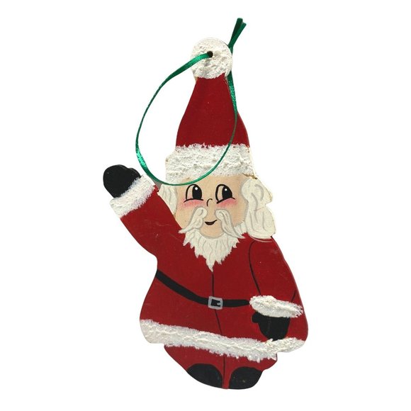 Other - Santa Claus Wooden Christmas Tree Ornament Hand Painted 5.5" Tall